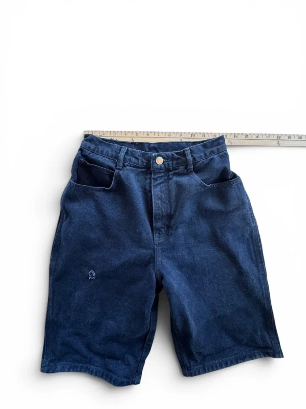 Vintage 90s Authentic 1939 High Waisted Denim Long Shorts Blue 5/6